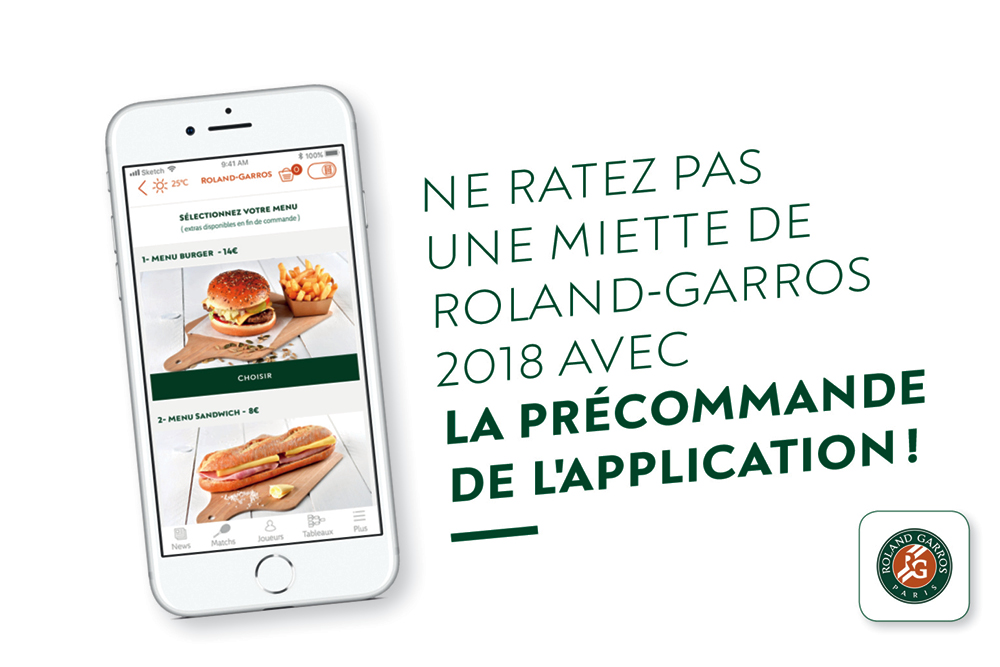 Roland-Garros app menu eat and drink restauration.