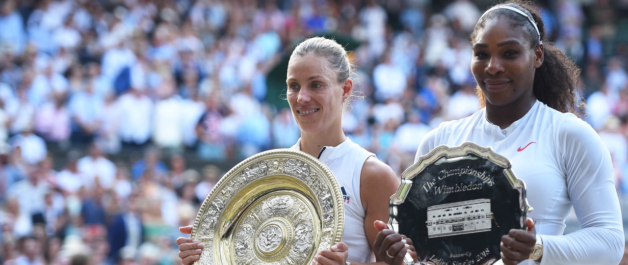 Angelique Kerber Serena Williams trophy ceremony Wimbledon 2018